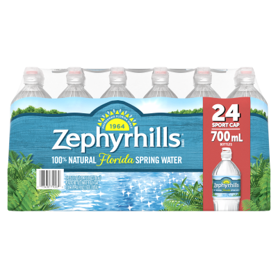 Zephyrhills  Spring water 700mL 24pack bottle front view