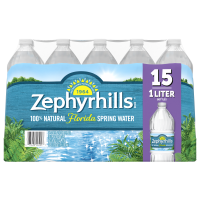 Zephyrhills  Spring water 1L 15pack bottle front view