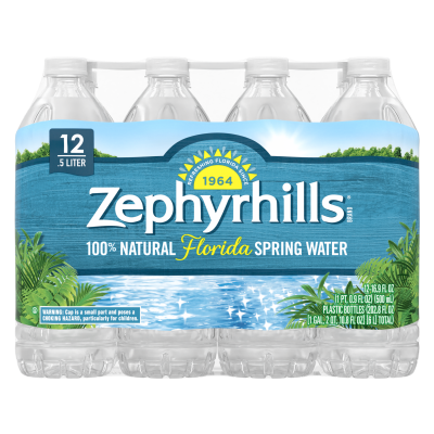 Zephyrhills Spring water product details 500mL 12 pack front view
