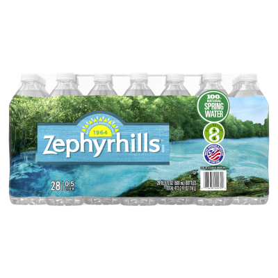 Zephyrhills Spring water product details 500mL 28 pack front view