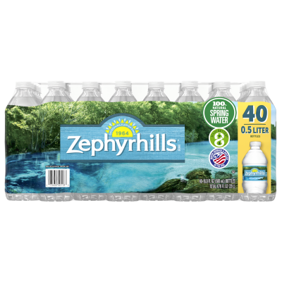 Zephyrhills Spring water product details 500mL 40 pack front view