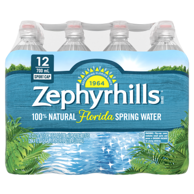 Zephyrhills  Spring water 700mL 12pack bottle front view