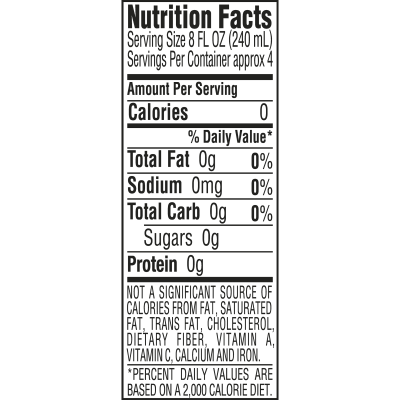 Zephyrhills Spring Water 8 oz bottle Nutrition facts