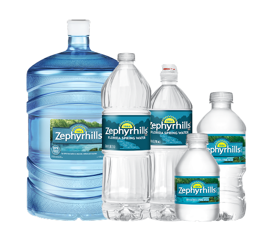 zephyrhills natural spring water bottles in five sizes