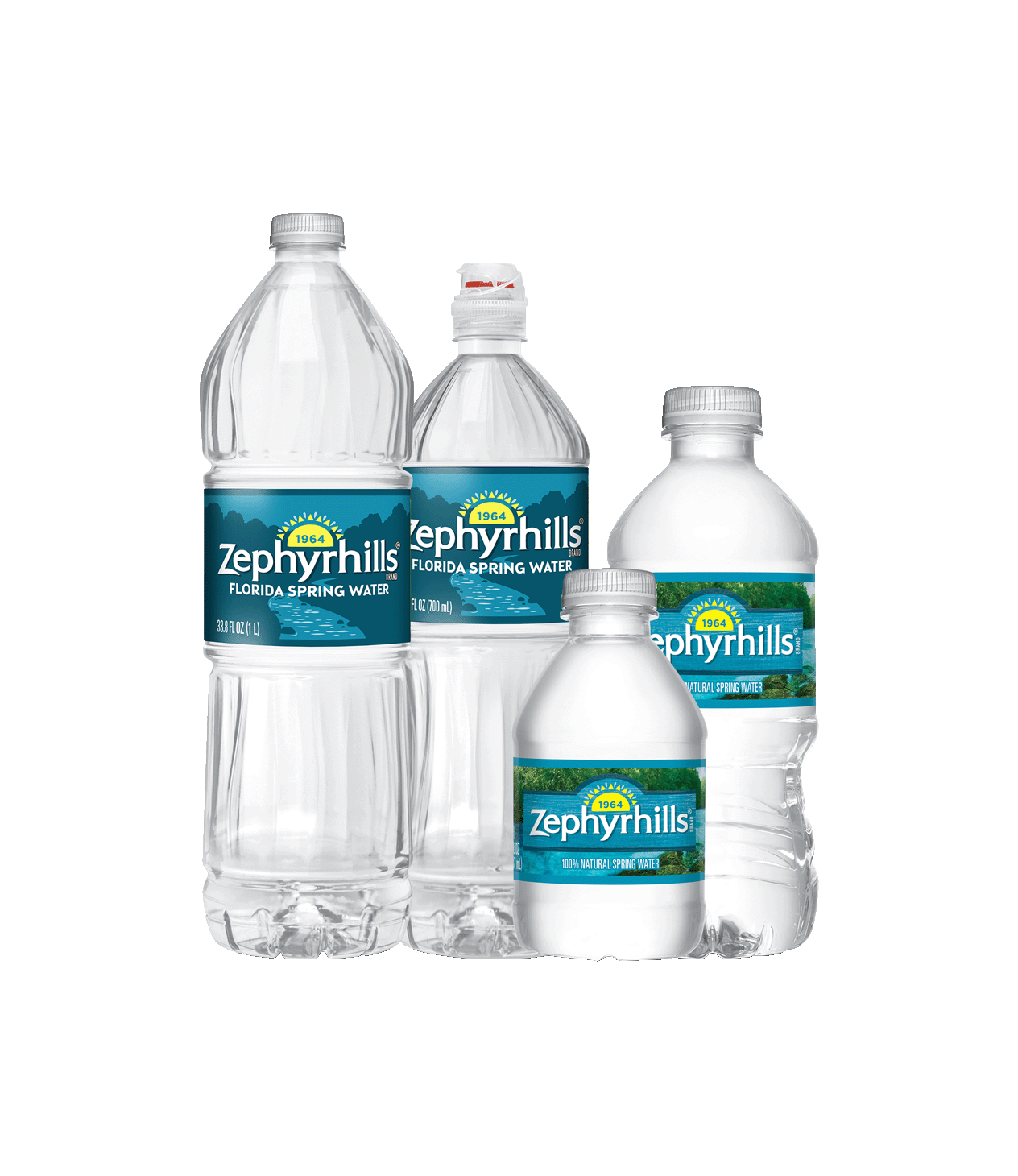zephyrhills natural spring water bottles in four sizes