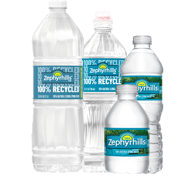 zephyrhills natural spring water bottles in five sizes