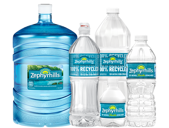 zephyrhills natural spring water bottles in five sizes