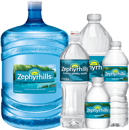 zephyrhills natural spring water bottles in five sizes